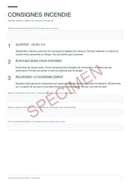 Spécimen du PDF : Sécurité incendie