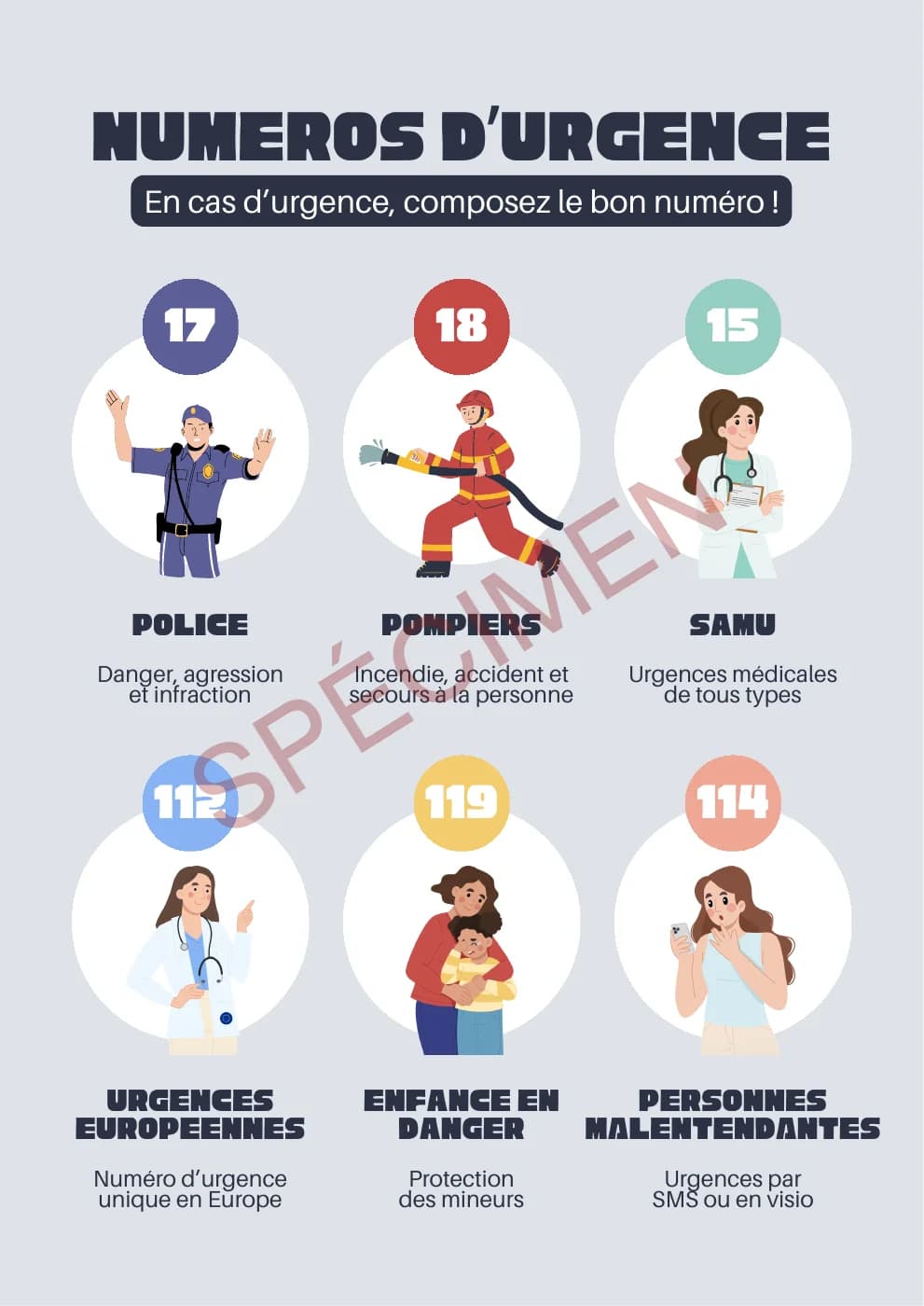 Première page du PDF livré : Urgences & premiers secours, aperçu filigrané